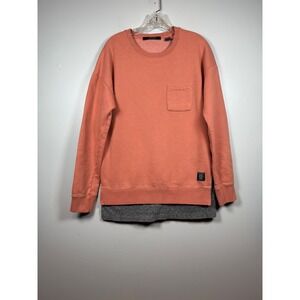 SCOTCH & SODA Men's Crew Neck Sweatshirt, Gray Layer Hem, Size Medium